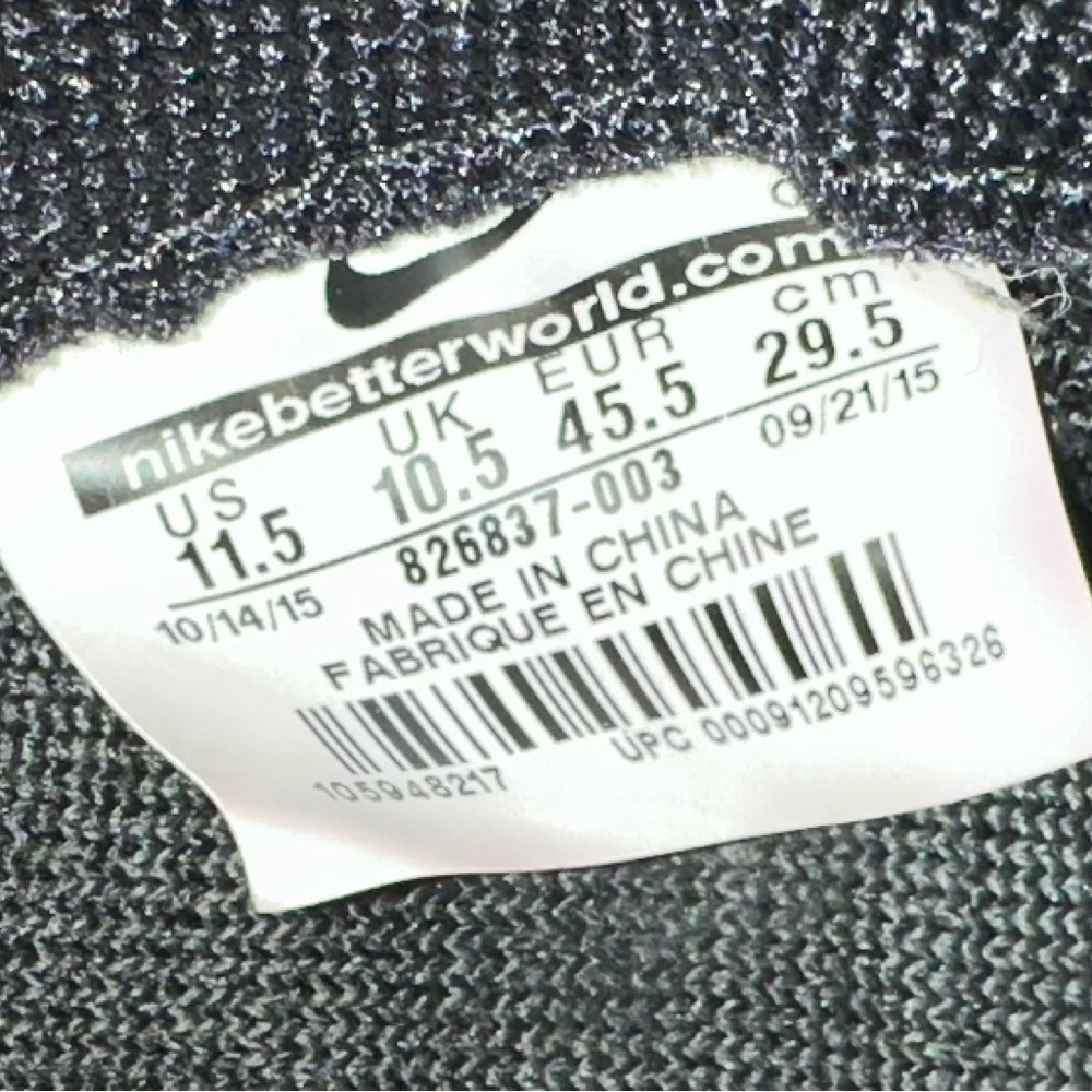 Nike Men’s Flyknit Lunar 3 LB 826837-003 Black Running Shoes Sneakers Size 11.5 - Picture 6 of 7